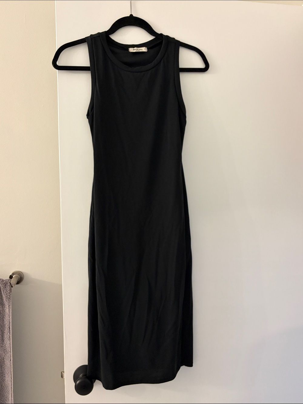 Sleeveless Black Midi Dress - Minimalist Women's Dress